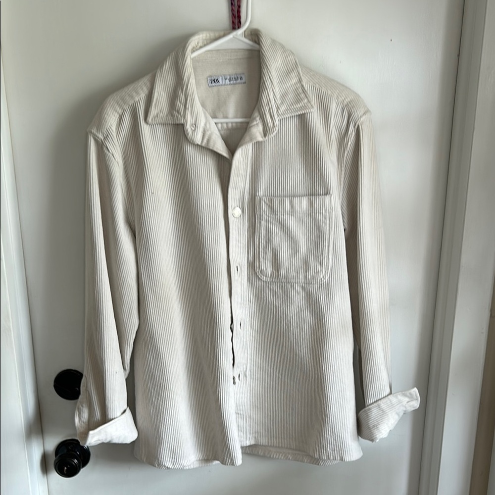 Zara Cream Casual Button Down Shirt